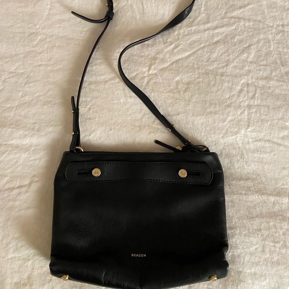 Black leather crossbody bag Skagen